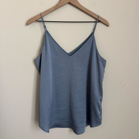 EXPRESS Womens Light Blue V-Neck Blouse Tank Top Size Medium Office Work Elegant - Picture 1 of 7